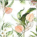 Fasana ペーパーナプキン☆White flowers on white☆ (1枚/バラ売り)カラー 観葉植物 リーフ ブーケ 花柄 素敵 お洒落 デコパー...