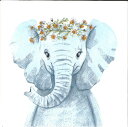 Fasana ペーパーナプキン☆Ms Elephant☆ (1枚/バラ売り)ゾウ 花冠 マーガレット 動物 花柄 素敵 お洒落 デコパージュ