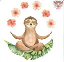 Fasana ペーパーナプキン☆Mr Sloth☆ (1枚/バラ売り)ナマケモノ ヤシ 動物 プルメリア 花柄 素敵 お洒落 デコパージュ