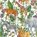 Fasana ペーパーナプキン☆Tropical Wilderness☆ (20枚入り)ライオン ゾウ シマウマ トラ キリン モンステラ 動物 植物 素敵 お...