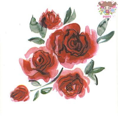 Fasana ペーパーナプキン☆Roses Bouquet☆（1枚/バラ売り）水彩画風 ローズ 花柄 ボタニカル 素敵 デコパージュ