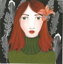 Fasana ペーパーナプキン☆Scarlett with Feathers☆(20枚入り)イラスト 女性 人 花柄 デコパージュ