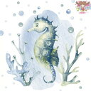 Paper+Design ペーパーナプキン ☆Seahorse☆(1枚/バラ売り)水彩画風 タツノオトシゴ 海 デコパージュ