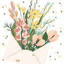 Paper+Design ペーパーナプキン ☆Flower Message☆（20枚入り）ブーケ 手紙 封筒 メッセージ ボタニカル 花柄 デコパージュ