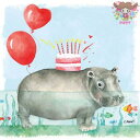 PPD ペーパーナプキン☆Happy Hippo☆(1枚/バラ売り)ハート カバ かば 風船 バルーン ケーキ 魚 デコパージュ