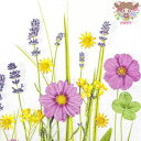 HOME FASHION ペーパーナプキン☆Floral Summer☆(1枚/バラ売り)ピンク 黄色 紫 花柄 デコパージュ