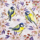 HOME FASHION ペーパーナプキン☆Blue Tits☆(20枚入り)ブルーティッツ 鳥 青 ピンク 花柄 デコパージュ