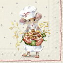 【25cmサイズ】IHR ペーパーナプキン☆ANNA BAKED cream red☆(20枚入り)(W25cm×L25cm)ねずみ パティシエ ベーカリー ビ...
