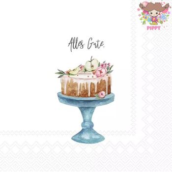 IHR ペーパーナプキン☆ALLES GUTE☆（1枚/バラ売り）ケーキ お祝い 誕生日 イベント フルーツ 英字パーティー デコパージュ