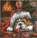 IHR ペーパーナプキン☆WELL DONE!☆(1枚/バラ売り)犬 いぬ イヌ 暖炉 プレゼント オーナメント サンタクロース クリスマスツリー クリスマス ...