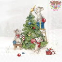 IHR ペーパーナプキン☆MICE AT WORK light grey☆(1枚/バラ売り)ねずみ ネズミ プレゼント オーナメント クリスマスツリー クリスマ...