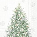 IHR ペーパーナプキン☆SIMPLE SEASON TREE cream☆(1枚/バラ売り)クリスマスツリー オーナメント 花柄 デコパージュ