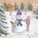 IHR ペーパーナプキン☆PLAYFUL SNOWMAN☆(1枚/バラ売り)クリスマス 雪だるま スノーマン 風景 デコパージュ 可愛い 素敵 お洒落
