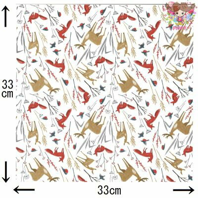 Paper+Design ペーパーナプキン ☆Autumn animals☆（1枚/バラ売り）シカ キツネ 小鳥 ボタニカル 動物 デコパージュ 2