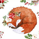 Paper+Design ペーパーナプキン ☆Floral fox☆（20枚入り）キツネ ポインセチア 花冠 動物 花柄 クリスマス デコパージュ