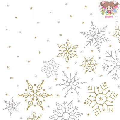 Paper+Design ペーパーナプキン ☆Glistering snow☆（1枚/バラ売り）スノーフレーク グリッター 雪の結晶 クリスマス デコパージュ