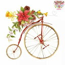 ti-flair ペーパーナプキン☆Retro Bicicletta di Natale☆(1枚/バラ売り)自転車 ポインセチア ベル クリスマス 花柄 デコパージュ 可愛い お洒落 素敵 春柄