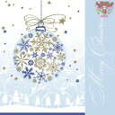 Daisy ペーパーナプキン☆Xmas Gold & Blue Snowflake Ball☆（1枚/バラ売り）クリスマス オーナメント スノーフレーク 雪 星 飾り デコパージュ