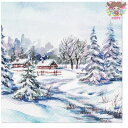 Paw ペーパーナプキン☆Winter Village☆（1枚/バラ売り）冬 雪 景色 村 クリスマス デコパージュ 素敵 お洒落 可愛い ボタニカル 春柄