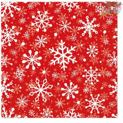 Paw ペーパーナプキン☆Christmas Snowflakes light red☆（20枚入り）クリスマス スノーフレーク 雪の結晶 赤 レッド デコパージュ 素敵 お洒落 可愛い