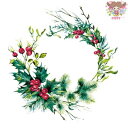 Fasana ペーパーナプキン☆Winter berry wreath☆(1枚/バラ売り)リース ヒイラギ もみの木 ベリー クリスマス 素敵 デコパージュ