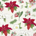 IHR ペーパーナプキン☆CHRISTMAS FLORALS ALLOVER wht.☆（1枚/バラ ...