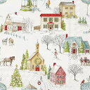 IHR ペーパーナプキン☆SNOWY VILLAGE cream☆(20枚入り)クリスマス 雪の村 雪景色 家 建物 馬 デコパージュ 可愛い 素敵 お洒落 華やか シック エレガント ハンドメイド