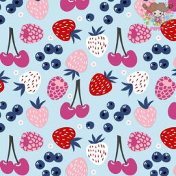 Paper+Design ペーパーナプキン ☆Berries Sundae☆（1枚/バラ売り）フルーツ ベリー イチゴ ブルーベリー サクランボ ラズベリー ピンク ブルー 水色 果物 デコパージュ
