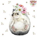 Paper+Design ペーパーナプキン ☆Sweet Hedgehog☆(1枚/バラ売り)ハリネズミ 花飾り つぼみ 動物 デコパージュ
