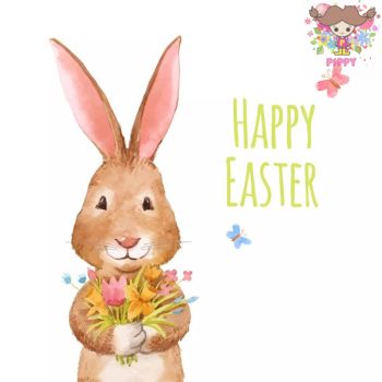 Fasana ペーパーナプキン☆Happy Easter☆（1枚/バラ売り）うさぎ ウサギ 花束 蝶 英字 イースター 動物 素敵 可愛い お洒落 デコパージュ