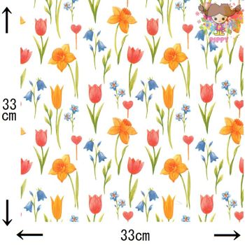 Fasana ペーパーナプキン☆spring flowers☆（1枚/バラ売り）水仙 チューリップ ハー...