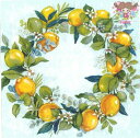 IHR ペーパーナプキン☆LEMON WREATH mint☆(20枚入り)レモン れもん 檸檬 ユーカリ リースブルー 果物 フルーツ デコパージュ 可愛い ...