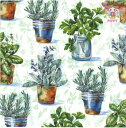 IHR ペーパーナプキン☆AROMATIC HERBS light green☆(1枚/バラ売り)ローズマリー パセリ バジル セージ ハーブ スパイス 植物 ...