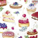IHR ペーパーナプキン☆SOMETHING SWEET green blue☆(1枚・バラ売り)ケーキ スイーツ イチゴ ブルーベリー デザート 春柄 デコパ...