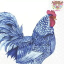 IHR ペーパーナプキン☆BLUE PLUMAGE☆(1枚・バラ売り)にわとり ニワトリ イースター デコパージュ 可愛い 素敵 お洒落 華やか エレガント ハ...