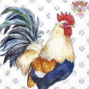 IHR ペーパーナプキン☆ALBERT ROOSTER blue☆(1枚・バラ売り)にわとり ニワトリ クローバー イースター デコパージュ 可愛い 素敵 お洒...