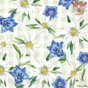 IHR ペーパーナプキン☆EDELWEISS AND GENTIAN li.green☆(20枚入り) エーデルワイス チェック パターン 花柄 春柄 デコパー...