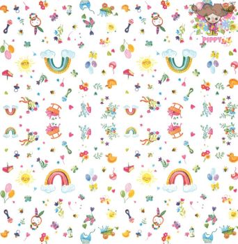【25cmサイズ】IHR ペーパーナプキン☆WREATH FOR A BABY☆（20枚入り）(W25cm×L25cm)レインボー 太陽 おもちゃ ベビー 蝶々 花柄 グッズ デコパージュ