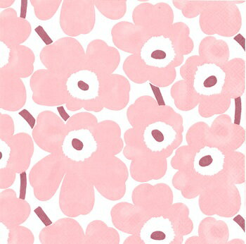 marimekko マリメッコペーパーナプキン ☆MINI UNIKKO light rose☆（20枚入り）ウニッコ ミニ ライトローズ 花柄 デコパージュ カルトナージュ 可愛い お洒落 華やか 素敵