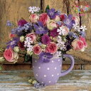 Ambiente ペーパーナプキン☆Mug with flowers☆ (1枚/バラ売り) バラ 薔薇 ばら パープル カップ ドット 木目 フラワーベース 花...