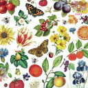 Ambiente ペーパーナプキン☆Colourful year☆ (1枚/バラ売り) 蝶 ハチ 蜂 オレンジ ベリー チェリー フルーツ 果物 花柄 素敵 お...