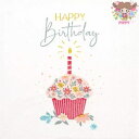 HOME FASHION ペーパーナプキン☆Sweet Birthday☆(20枚入り)誕生日 マフィン キャンドル 英字 お祝い 花柄 デコパージュ