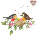 PPD ペーパーナプキン☆Birds Nest☆(1枚/バラ売り)鳥 ハート たまご 巣 花 動物 イースター 花柄 素敵 デコパージュ