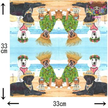 PPD ペーパーナプキン☆Dogs Beach Party☆（1枚/バラ売り）犬 いぬ イヌ 海岸 ビー...