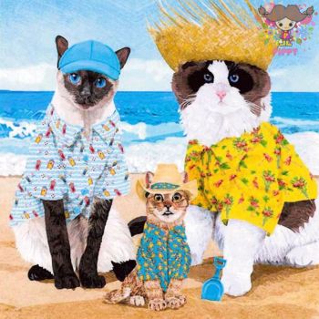 PPD ペーパーナプキン☆Cats Beach Party