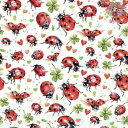 Ambiente ペーパーナプキン☆Ladybug flight☆ （1枚/バラ売り） てんとう虫 四つ葉のクローバー クローバー ハート 素敵 お洒落 デコパージュ