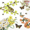 Ambiente ペーパーナプキン☆Spring awakening☆ (1枚/バラ売り) 鳥 蝶 みつばち 蜂 水仙 枝 花 動物 素敵 お洒落 デコパージュ