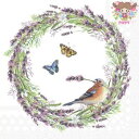 Ambiente ペーパーナプキン☆Chaffinch white☆ (1枚/バラ売り) 鳥 蝶 ラベンダー リース 動物 花柄 素敵 お洒落 デコパージュ
