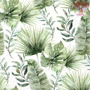 Ambiente ペーパーナプキン☆ Jungle leaves white☆ (1枚/バラ売り) ジャングル 熱帯 ヤシの木 葉 植物素敵 お洒落 デコパージ...