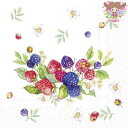 【25cmサイズ】IHR ペーパーナプキン☆SUMMER BERRIES WREATH☆(20枚入り)(W25cm×L25cm)ストロベリー ブラックベリー 苺...